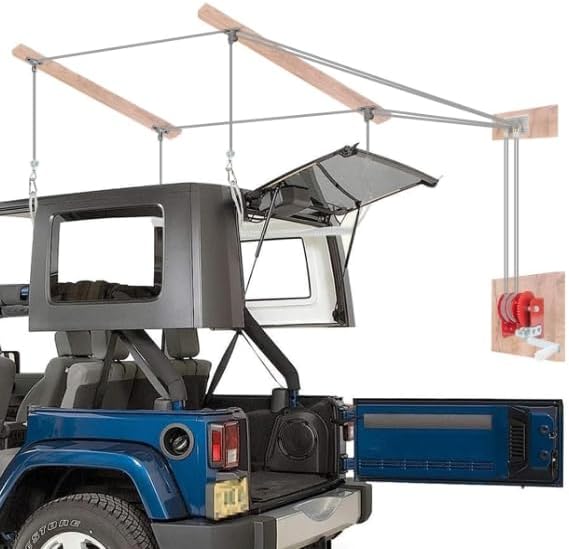 BRAND, CATEGORY, STORAGE RACKS, XHUIC, Wrangler Hardtop Hoist, Safe Anti-Drop Overhead Garage Storage Pulley Lift System for Ford Bronco, Easy One-Person Operation