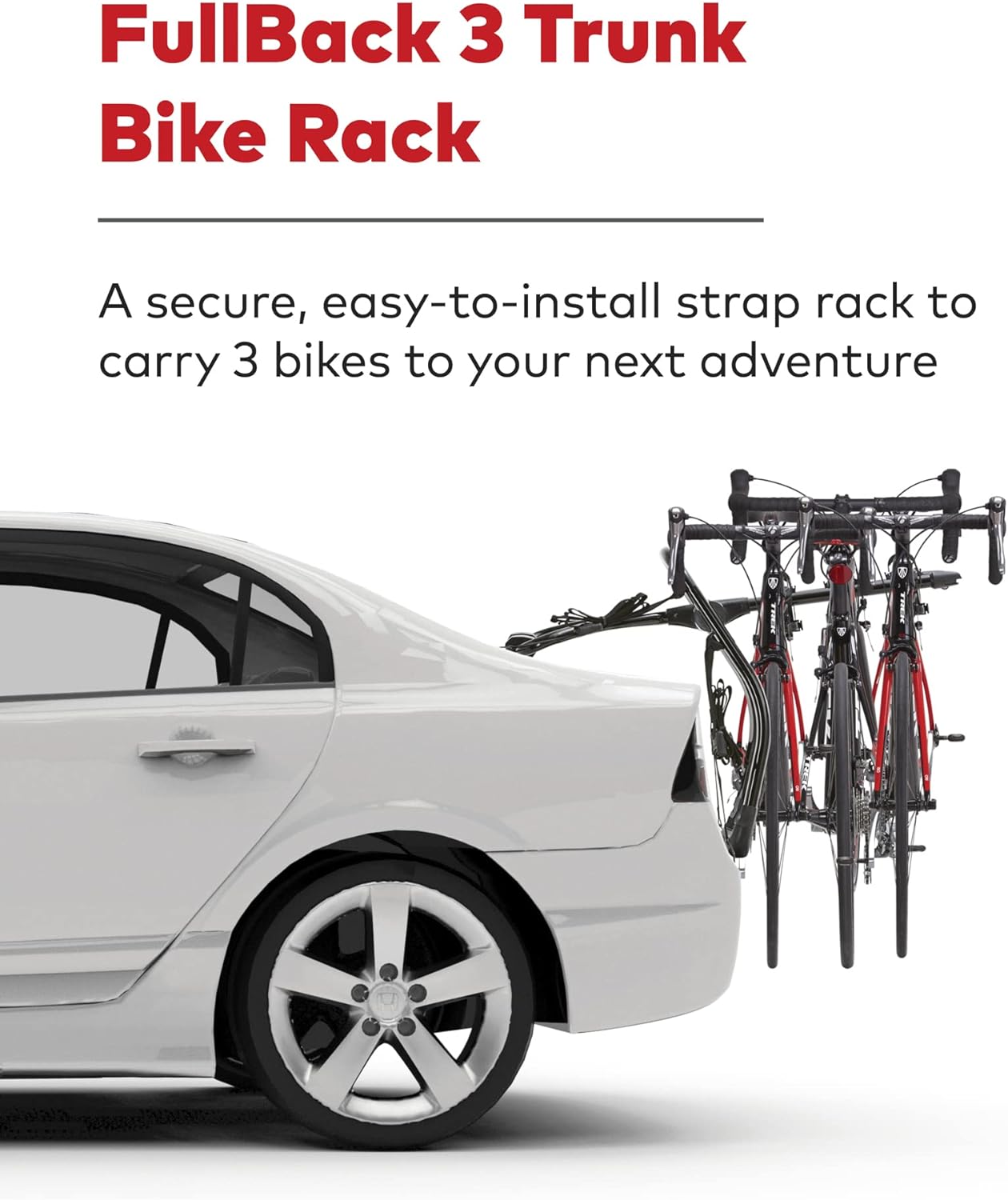 BIKE RACKS, BRAND, CATEGORY, YAKIMA, Yakima FullBack 3 Premium Trunk Bike Rack, Holds 3 Bikes, Tool-Free Installation, SuperCush ZipStrips, Foldable Arms, SKS Locks, Bottle Opener