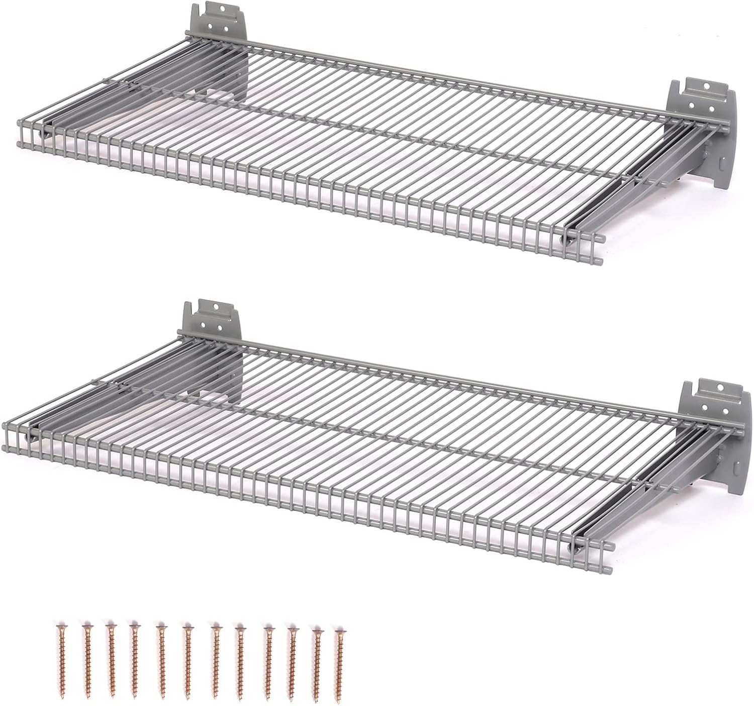 BRAND, CATEGORY, LESOLAR, STORAGE RACKS, lesolar 2Pcs Metal Slat Wall Shelves 12 x 24 inch Wall Mounted Storage Shelf for Slatwall Accessories Garage Organizer for Shoes Baseball Glove Sundries